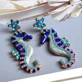 Seahorse Earrings With Crystal and Enamel -  - Sharon Tatem LLC.
