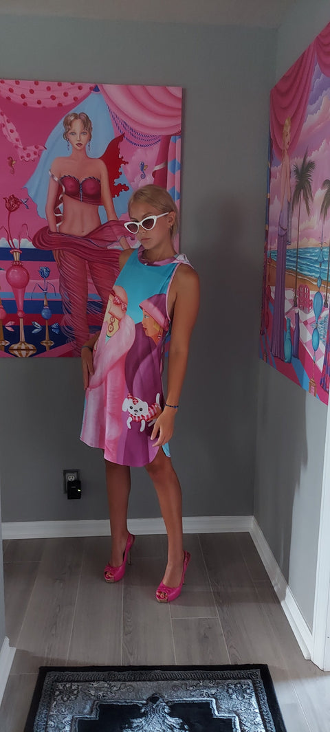 Hoodie Dress Print Palm Beach Days Racer Back - dresses - Sharon Tatem LLC.