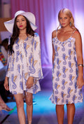Womens Dress Seahorses  V-Neck Flare Sleeve Mini Dress - dresses - Sharon Tatem LLC.