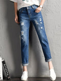 2022 New Women Fashion Mid Waist Boyfriend Big Ripped Hole Jeans Casual High Street Denim Pants Sexy Vintage Pencil Calca Jeans - Home - Sharon Tatem LLC.
