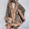 2022 Winter Thick Warm Poncho Fur Collar Cape Coat Women Vintage Leopard Sweater Cardigan Female Batwing Sleeve Shawl - Home - Sharon Tatem LLC.