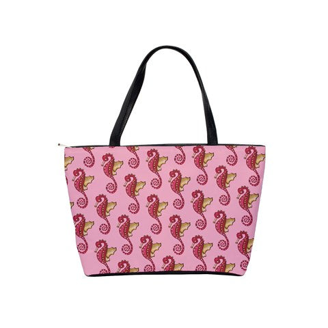 Classic Shoulder Handbag seahorse red pink seahorses - messenger-bags - Sharon Tatem LLC.