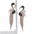 Copy of Long Dangle Rhinestone Flamingo Enamel Pierced Long Earrings -  - Sharon Tatem LLC.