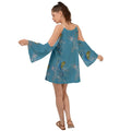 Long Sleeve Blue Seahorses Wing Sleeves Dress - Chiffon Dress Collection - Sharon Tatem LLC.