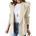 Blazer For Women Elegant Women's Puff Sleeve Jackets For Women Pocket Coats Casual Office Lady White Blazers -  - Sharon Tatem LLC.