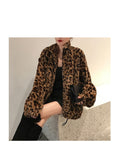 Winter Leopard Print Jacket Women's Stand collar Warm Parkas Outwear 2022 New Autumn Winter Korean Female Loose Faux Fur Coats - Faux Fur - Sharon Tatem LLC.