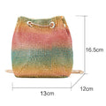 Crystal Bucket Bag for Women Multicolor Rhinestone Beaded Ladies Handbag Luxury Shoulder Bag - Shoulder Bags - Sharon Tatem LLC.