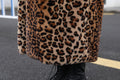 Winter Women's Faux Fur Leopard Print Rabbit Tailored Collar Warm Thick X-Long Coat Long Sleeve Hipster Jacket - Faux Fur - Sharon Tatem LLC.