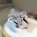 925 Silver Color Bowknot Bow Knot Bling Zircon Stone Rings for Women Fashion Wedding Engagement Jewelry -  - Sharon Tatem LLC.