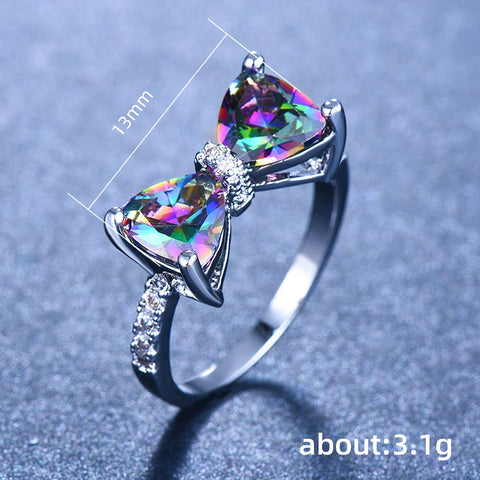 Bow Rings Multi-colored CZ Bow Rings for Women Fancy Bride Wedding Ceremony Party Finger-ring Nice Gift Fashion Jewelry - jewelry - Sharon Tatem LLC.