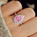 Pink Ring Crystal Waterdrop Cubic Zircon Rings for Women Classic Design Eternity Wedding Engagement Rings Silver Color Jewelry -  - Sharon Tatem LLC.