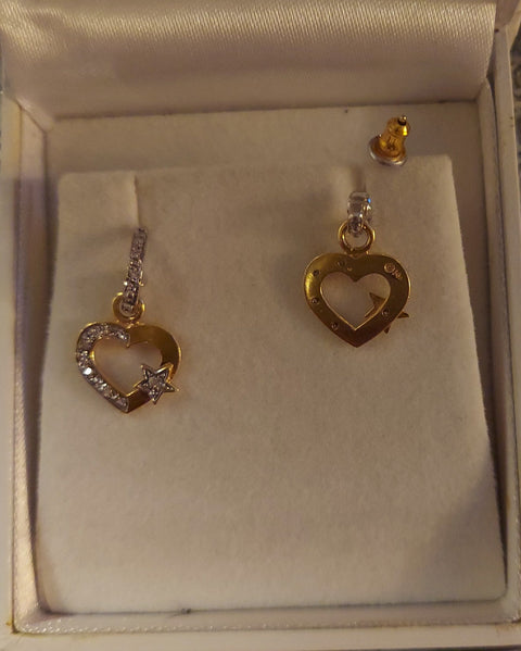 Gold 14k and Diamond Earrings Stars and Heart -  - Sharon Tatem LLC.