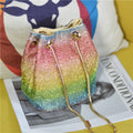 Crystal Bucket Bag for Women Multicolor Rhinestone Beaded Ladies Handbag Luxury Shoulder Bag - Shoulder Bags - Sharon Tatem LLC.