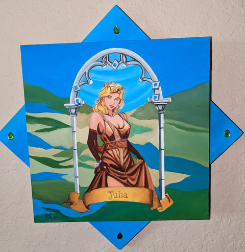 Painting Oil on Wood Panel Womplay Games Julia King Of Thrones -  - Sharon Tatem LLC.
