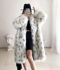 Women Winter New Faux Fox Fur Coats Ladies Casual Snow Leopard Print Fur Jackets Female Thick Warm Mid-long Plush Outerwear - Home - Sharon Tatem LLC.
