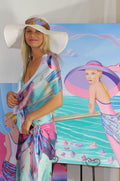 Silk Scarf Palm Beach Purple Long Printed Silk Chiffon Scarf - Silk Scarf - Sharon Tatem LLC.