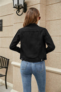 Women's Denim Jackets Fashion Female Casual Long Sleeve Lapel Solid Button Down Chest Pocket Slim Jean Jacket Fall Winter Coat - fashion-hoodies - Sharon Tatem LLC.