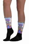 Men's Black foot socks design Earth by Sharon Tatem - Socks - Sharon Tatem LLC.