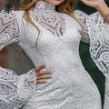 Lace White Dress Women Midi Dress for Women Long Sleeve Bodycon Sexy Dress Lace Party Dresses - Dresses - Sharon Tatem LLC.
