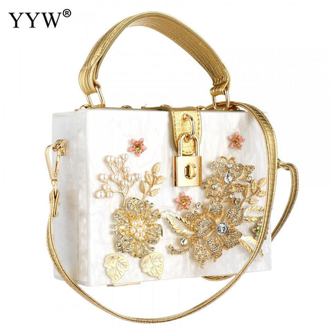 Acrylic Handbags Women 2022 Fashion Flower Shoulder Bags Evening Party Box Clutch Totes Purses Luxury Designer Crossbody Bag - Home - Sharon Tatem LLC.