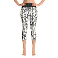Orientals Pattern Black and White Yoga Capri Leggings -  - Sharon Tatem LLC.