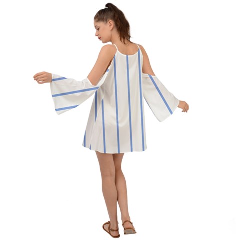 Blue Stripes Kimono Sleeves Womens Boho Dress - dresses - Sharon Tatem LLC.