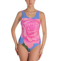 Pink and Blue Rose One-Piece Swimsuit -  - Sharon Tatem LLC.