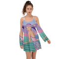 Palm Beach Purple  Kimono Sleeves Womens Boho Dress - dresses - Sharon Tatem LLC.