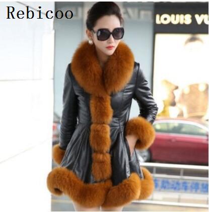 Women's Faux Fur Coat  Imitation Fox Fur Long Large Fur Collar Young Ladies - Fur Coat - Sharon Tatem LLC.