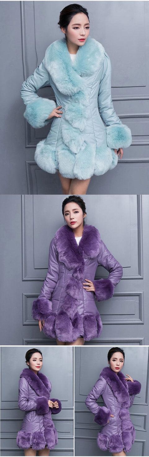 Women's Faux Fur Coat  Imitation Fox Fur Long Large Fur Collar Young Ladies - Fur Coat - Sharon Tatem LLC.