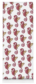Red and White Seahorse - Yoga Mat - Yoga Mat - Sharon Tatem LLC.